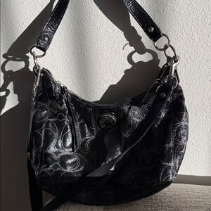 Vintage Black Leather Coach Bag